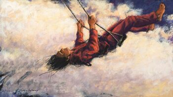 Peter Wever | Schaukel in Wolken (rot)