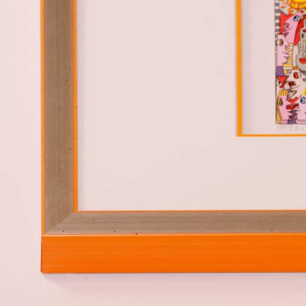 Holzrahmen silber/orange | 60 x 70 cm