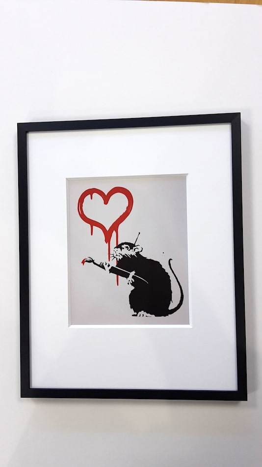 Banksy | Love Rat – gerahmter Miniprint