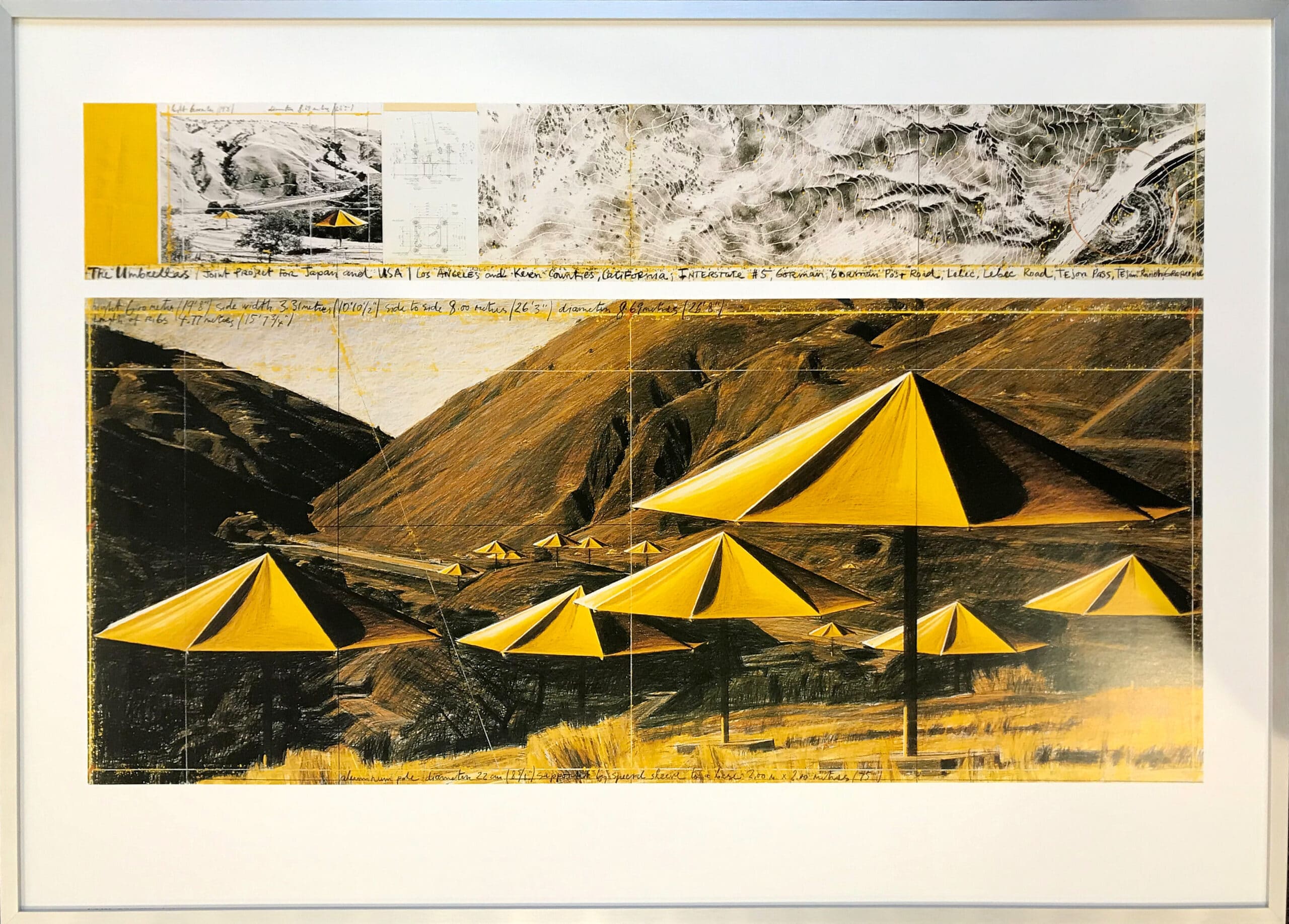 Christo The Umbrellas yellow I, gerahmt Galerie Hunold