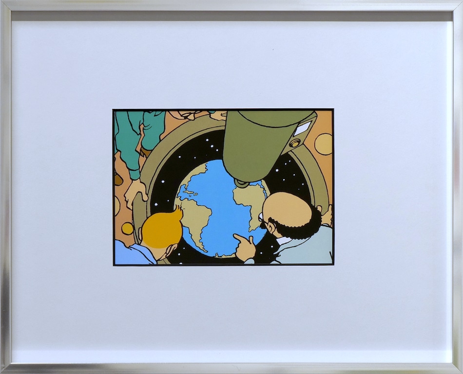 Hergé-Tim-und-Struppi-(Tintin)-Weltraumblick-Erde