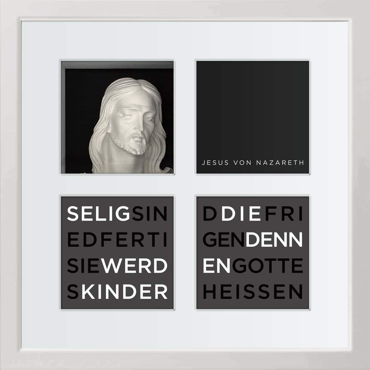 birkelbach-wortkunst3-zitatequadrate-bild-jesus-von-nazareth-rahmen-weiss-35-x-35-cm
