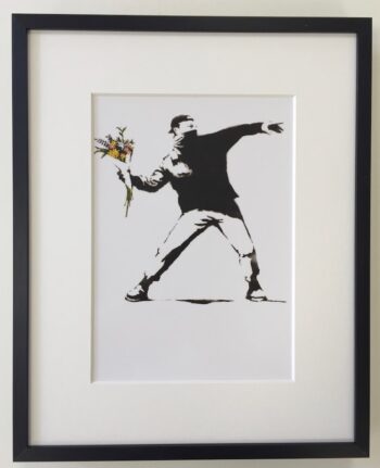 Banksy | Flower Thrower - gerahmter Miniprint