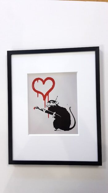 Banksy | Love Rat - gerahmter Miniprint