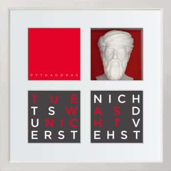 birkelbach-wortkunst3-zitatequadrate-bild-pythagoras-rahmen-weiss-35-x-35-cm