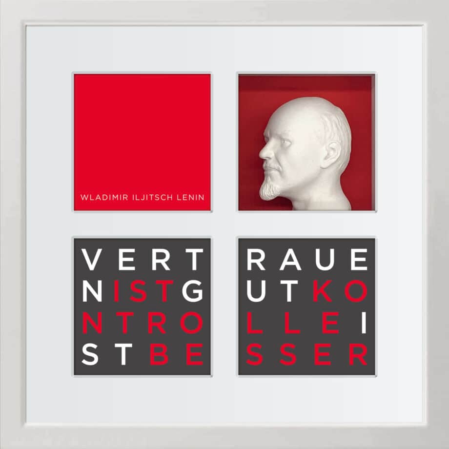 birkelbach-wortkunst3-zitatequadrate-bild-wladimir-iljitsch-lenin-rahmen-weiss-35-x-35-cm