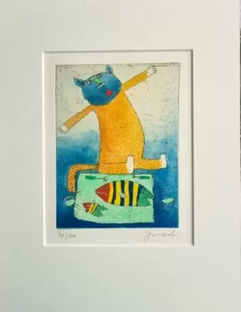 Janosch Gedeckter Katzentisch mit Fisch