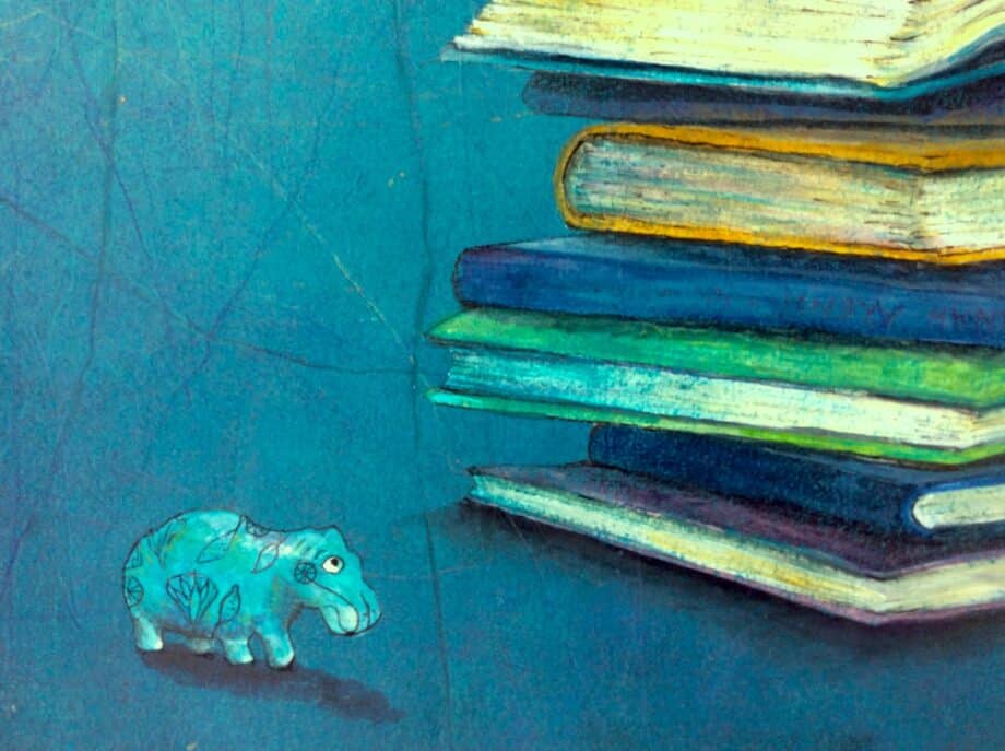 Antje Wichtrey ein Berg von Ideen (Bücherstapel, Hippo) Unikat