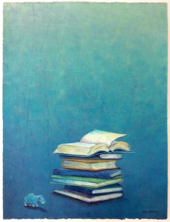 Antje Wichtrey ein Berg von Ideen (Bücherstapel, Hippo) Unikat