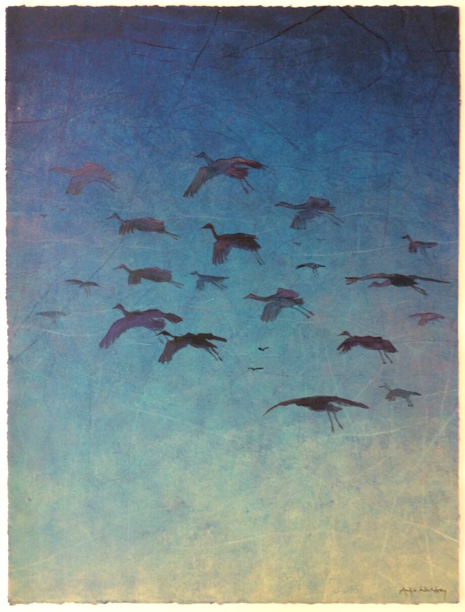 Antje-Wichtrey-in-der-Luft-Kraniche-Unikat-50x66-Galerie-Hunold.jpg