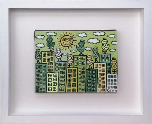 James Rizzi The Buildings, And Birds On Green Street Unikat 